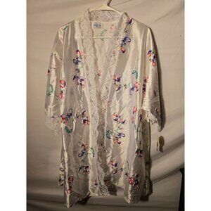 New Vintage Natalie Creations robe Lingerie white Floral Women’s Cottage Large L